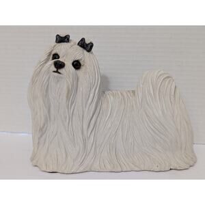 Vintage 1987 Sandicast Maltese Dog Figurine 157 Sandra Brue Signed Sculpture USA